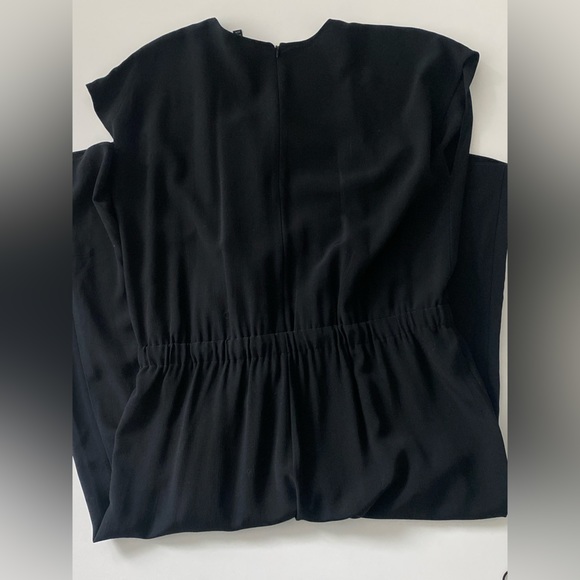 EILEEN FISHER Tencel Crepe Wide Leg Crop Cap Sleeve Jumpsuit Black - Picture 6 of 9